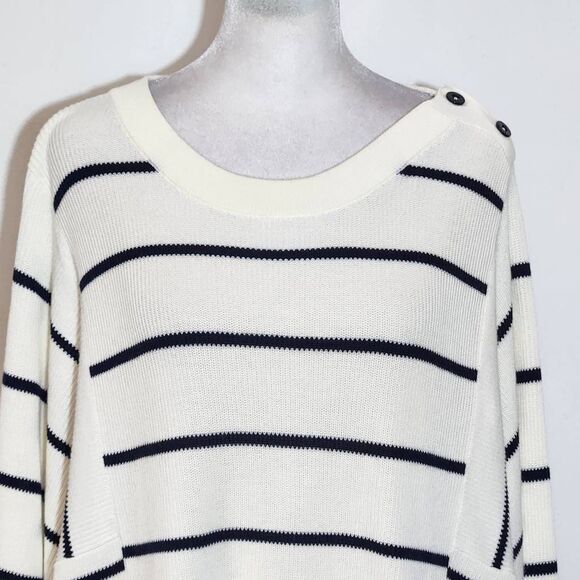 Nautica Black and Cream Stripe Sweater NWT Size XL Preppy Sweater - Picture 3 of 12